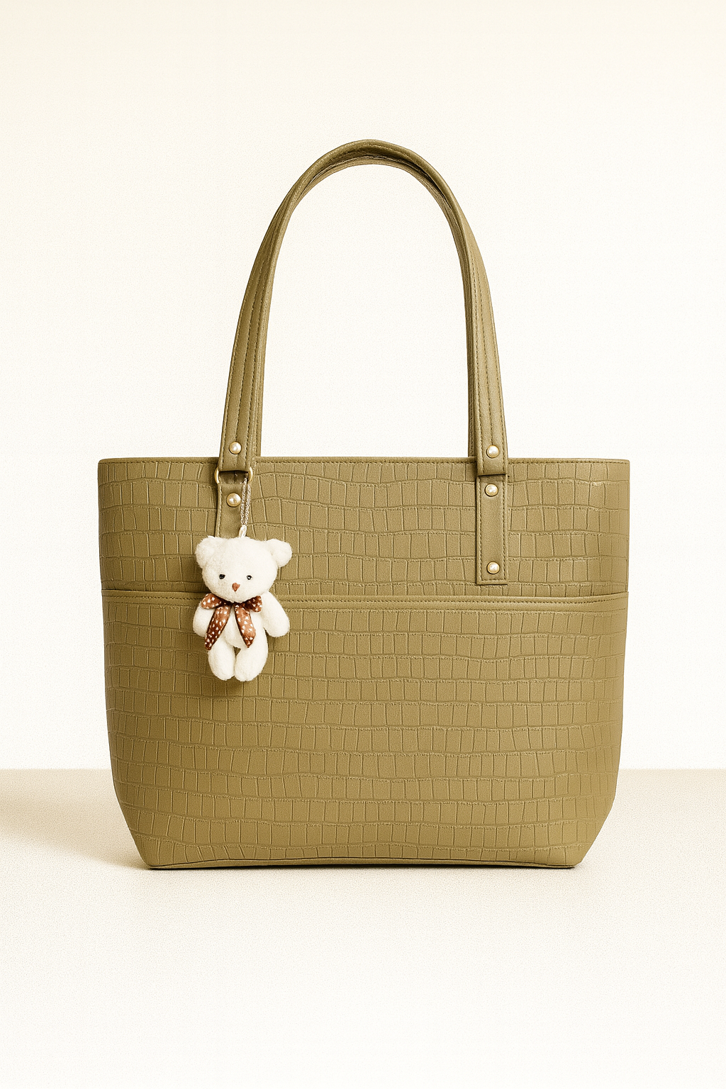 Large Capacity Fashion Shoulder Bag with Teddy Bear Charm for Work, School & Everyday Use