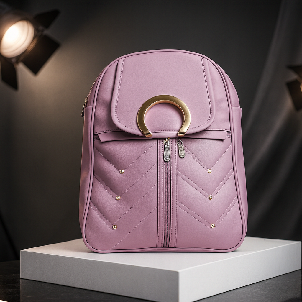 Fashion School & Travel Bag with Gold Decorative Ring and Elegant Everyday Design