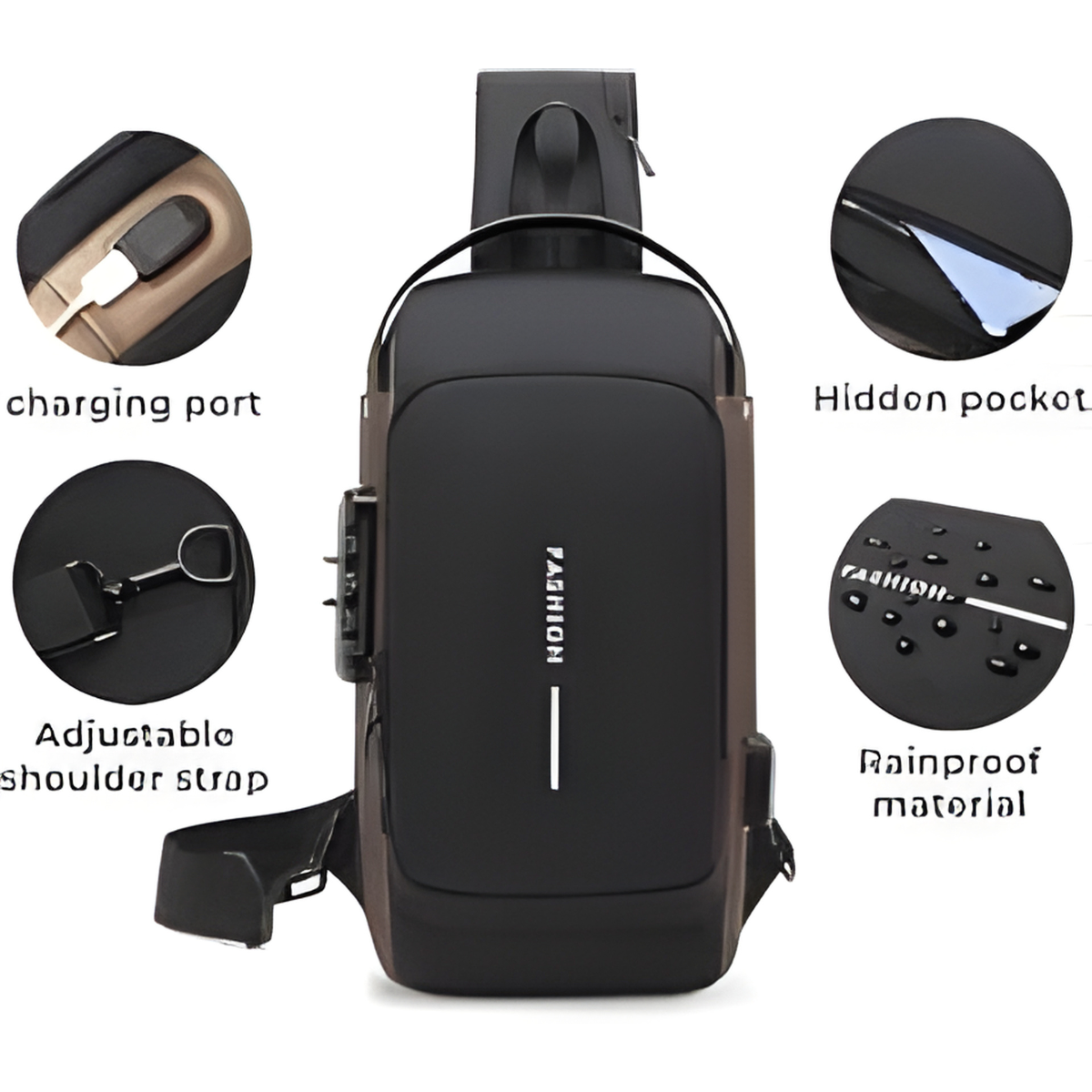 Anti-Theft USB Sling Bag for Men | Waterproof Travel Crossbody Chest Bag